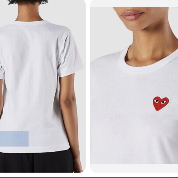 COMME DES GARCONS PLAY Classic Embroidered Heart T-Shirt white (size small) - Picture 3 of 3